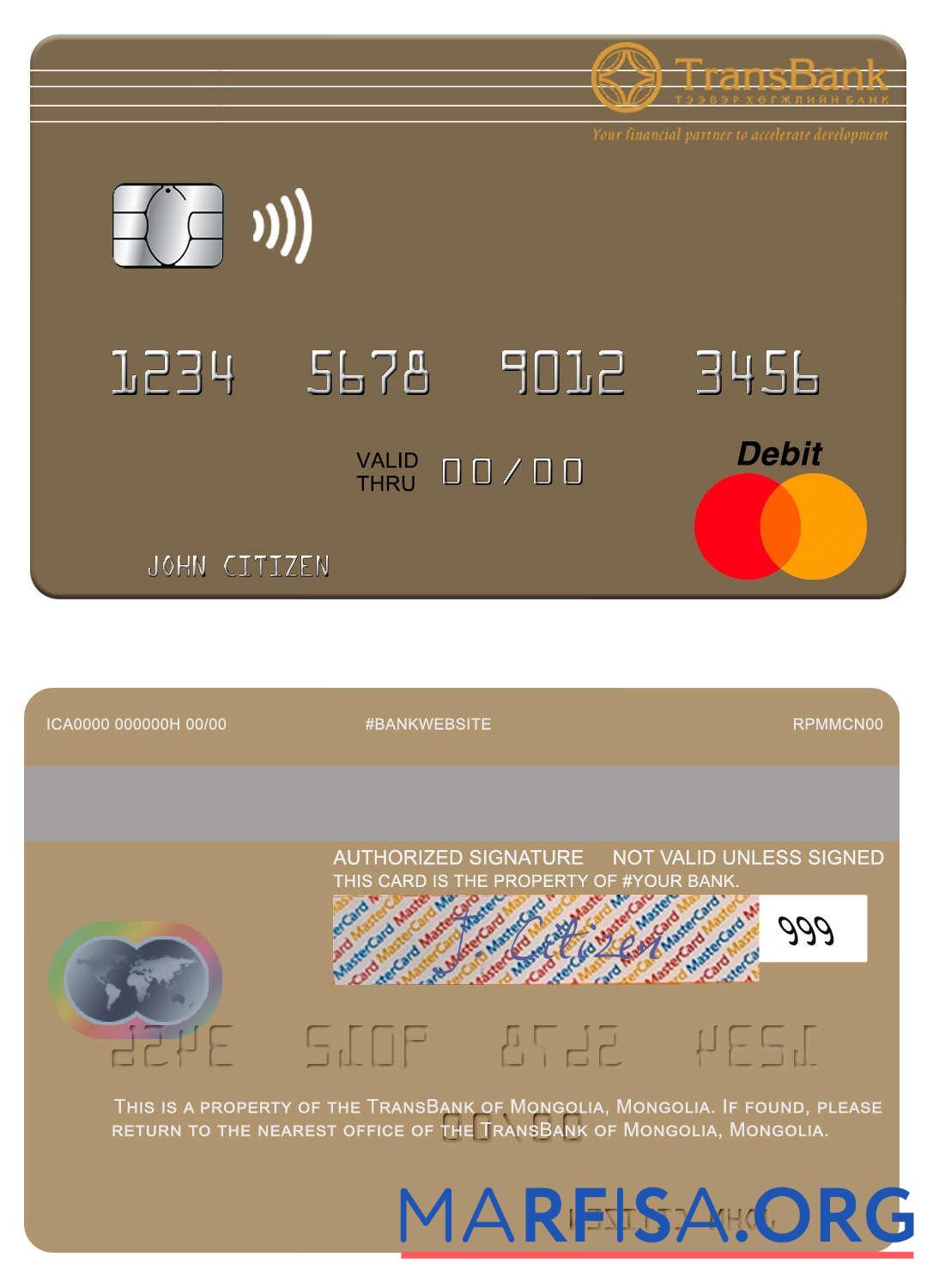 Downloadable Mongolia TransBank of Mongolia mastercard example